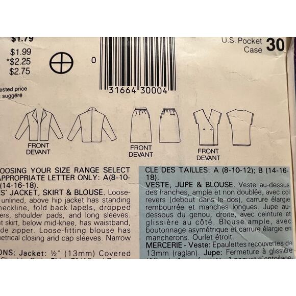 Butterick Sewing pattern 5379 suit blazer straight skirt blouse  size 8 10 12 - Picture 4 of 8